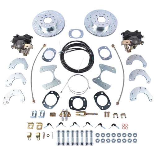Rear Disc Brake Conversion Kit with Parking Brake Cables DBK9 Replacement for Ford 8 Inch & 9 Inch, Mounting Hardware Included GELUOXI