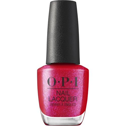 OPI Nail Lacquer Big Apple Energy | Semi-Sheer Bright Scarlet Red with Shimmer Chip Resistant Nail...