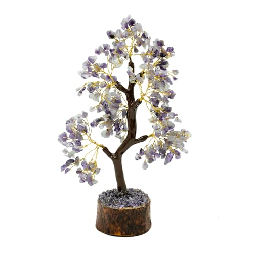 Image of Amethyst Crystal Tree (300 Beads) | Handmade Home Decor Bonsai | Vastu & Feng Shui Gift Item | Healing Crystals Tree for Home Decoration, Spiritual Gifts | Size 9-10 Inch