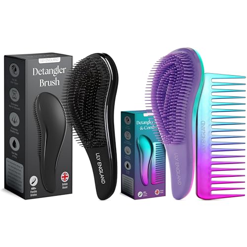 Cepillo Desenredante Black con Cepillo Desenredante Ombre y Set de Peine – Pack Completo para el Cuidado del Cabello, Peinados Suaves y Sin Enredos