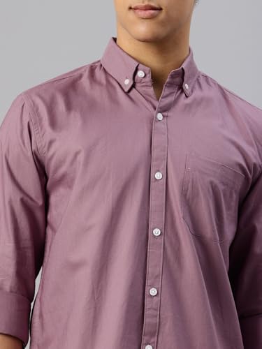 Image of Majestic Man Men's Solid Pure Cotton Casual Shirt - Slim Fit | Full Sleeves | Soft & Breathable Fabric