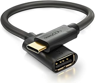 deleyCON USB-C na USB-A Adapter Kabel OTG - USB C Męski na USB A Żeński - do Komputera PC Laptop Tablet Smartfon 20 cm - Czarny