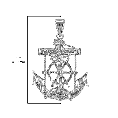 Claddagh Gold Men's Fine Jewelry .925 Sterling Silver Mariner Crucifix Anchor Cross Pendant Charm3