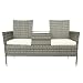 Produktbild Moimhear Gartenmöbel Set, Polyrattan Gartenbank Gartensofa Garten Möbel Mit Tisch 2 Sitzer, Rattan Design (Grau)