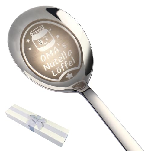 NGTSFLY Nutella Löffel Personalisiert Nutella Geschenke 12 Designs Geschenk mit Graviertem Namen (Silber)