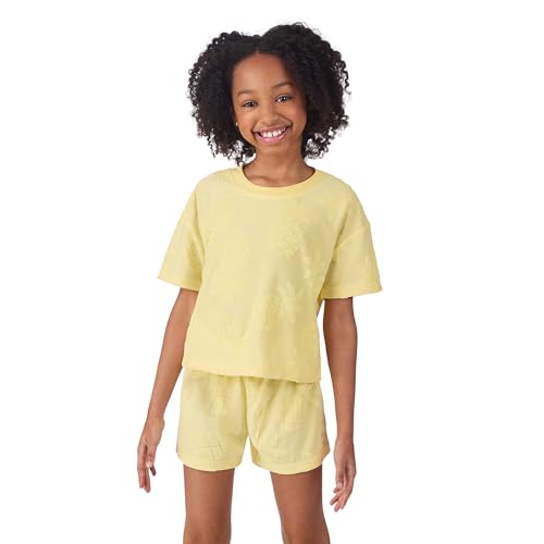 Image of Saint Eve Kids Girls 2 Piece Terry Outfit Set Soft T Shirt and Shorts Matching Lounge Set Summer Clothes for Girls
