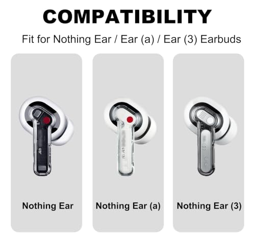 15 pares de puntas para auriculares de reemplazo compatibles con Nothing Ear, Nothing Ear (a) y Nothing Ear (3) | Puntas suaves de silicona con caja de almacenamiento portátil (blanco, S/M/L) miniatura 2