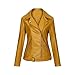 Giacca Donna,Giacca Da Donna In Ecopelle Giallo Risvolto Tasca Laterale Con Zip Orlo Fibbia Griglia A Rombo Cuciture Vintage Manica Lunga Slim Fit Biker Pu Cappotto Bomber Moto Outwear Autunno Inver