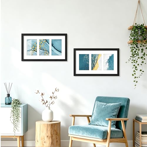 Image of DUENPY 4-Pack 8x14 Collage Picture Frames, 4x6 Collage Picture Frame Displays Three 4x6 inch Photos, or 8x14 (Without Mat) for Available Horizontal Wall Mounting Display and Vertical, Black