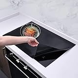 KitchenRaku Large Induction Cooktop Protector Mat, (Magnetic) Electric Stove Burner Covers Antiscratch as Glass Top Stove Cover or Electric Stove Top (Monochromatic Black，24x20.8 Inch)