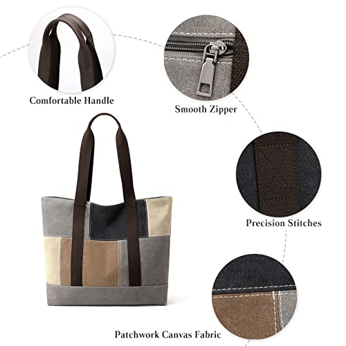 Image of CORIOS Women's Canvas Handbag Casual Shoulder Bag Patchwork Tote Bag