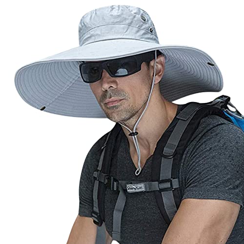 Image of HUAMULAN Wide Brim Sun Hats Men and Women Bucket Safari Fishing Hat for Hiking Garden Lawn Work Camping Outdoor