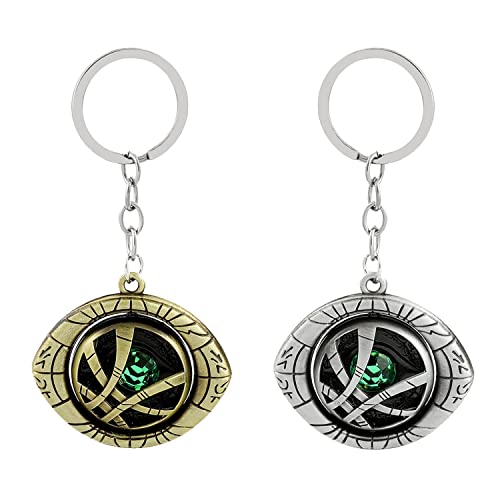 BSNRDX Doctor Strange Llavero 2 Pcs Extraño Llavero De Aleación De Ojos De Agamotto Collar De...