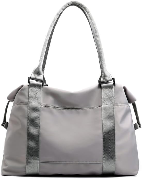 Small Duffel Bag for Sports, Gyms, Weekend, and Overnight, Gym Bag for Women and Men Lightweight Carryon Gym Bag Travel Grey