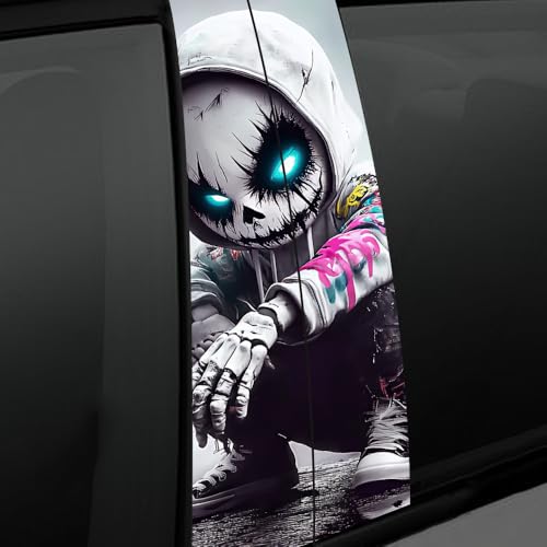 Image of Halloween Cars Body Horror Sticker, Classic Horror Movie Characters Peeking Decal Michae Waterproof Scary Vinyl Stickers for Bumper Car Decals 11in*18.89in (Side Skeleton Boy)