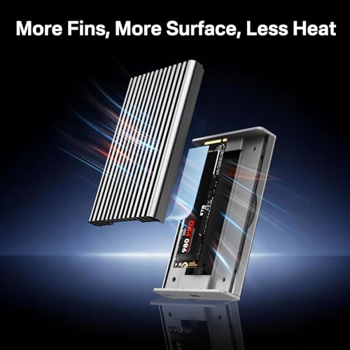 Image of ANYOYO NVMe M.2 SSD Enclosure, 40Gbps NVMe Enclosure Up to 8TB SSD, Tool-Free Aluminum Case with Triple Fins Heat Dissipation, Compatible with Thunderbolt 3 /4 & USB4 /3.2 /3.1 /3.0 /2.0 M1 M2 Pro /Max
