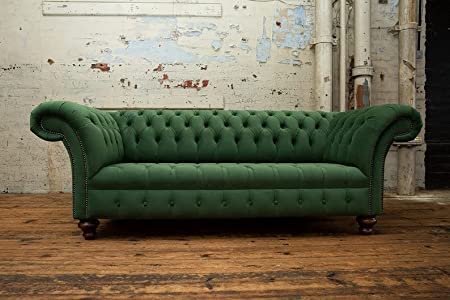 Image of Luxury Velvet 2 Seater Chaise Lounge Sofa - Tufted Chesterfield Modern Couch with Button Tufted Back Elegant Lounge Couch for Living Room, Bedroom, Office