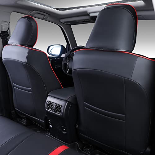 Ptyyds Fit 2011-2023 Car Full Set Leather Seat Covers For Toyota 4Runner Accessories (3-Row,7 Seats Model Only,Black+Red) #TOP4