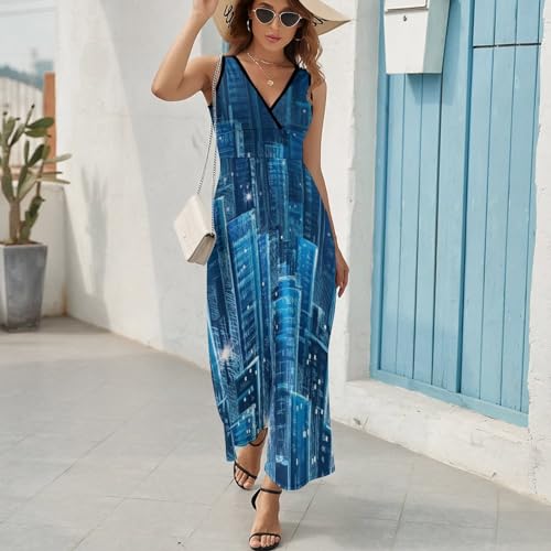 Robe longue d'été sans manches pour femme chic et fluide - 5