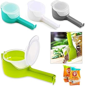 Upvas Food Storage Sealing Clips with Pour Spouts,Bag Clips for Food, Kitchen Chip Bag Clips, Plastic Cap Sealer Clips, Great for Kitchen Food Storage and Organization [PACK OF 8 PCS]