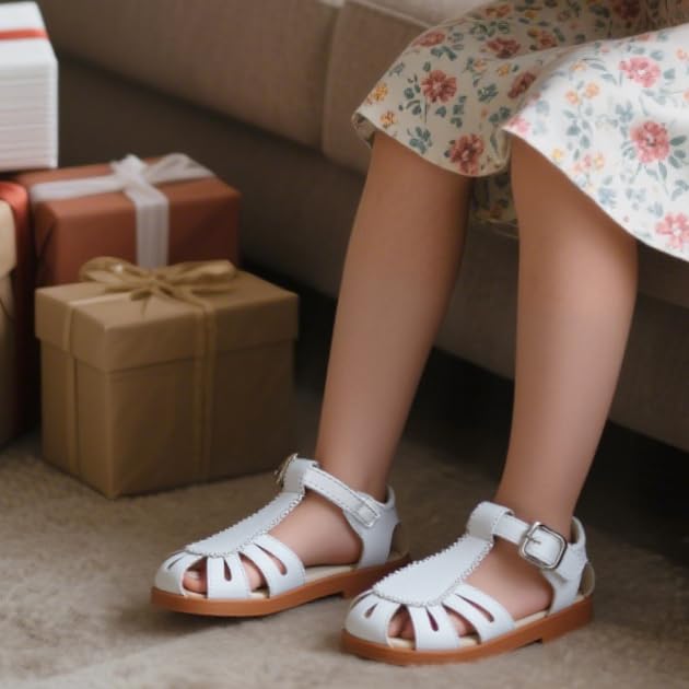 Image of ESTINE Toddler Girls Little Kids Close Toe Sandals - Flower Girl Dress Flats Summer Shoes