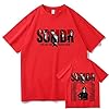 GREOPE Summer Crew Neck Short-Sleeve Singer Sombr 2026 Tour Double-Sided Printed T-Shirt Men's and Women's Cotton Tops-Red||x_s #4