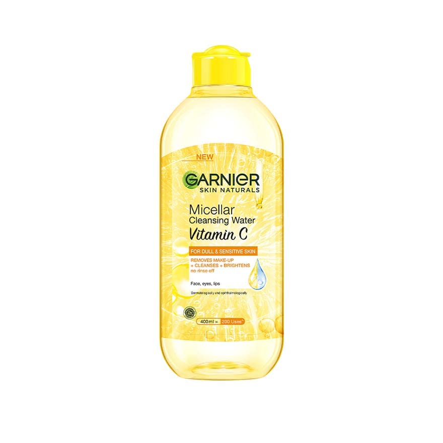 Garnier Vitamin C Micellar Cleansing Water - Anti Pollution Gentle Cleanser For Bright Skin, Dermatologically Tested, Vegan, Suitable For Dull Skin, For Men & Women, Remove 100% Dirt, Pollution, 400ml