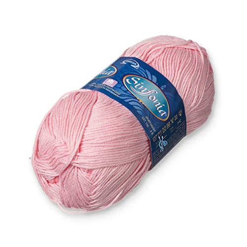 SINFONIA [100grs] by Omega - Elegant Fine 100% Mercerized Cotton Yarn for Knitting and Crafts - Color: 27 - Baby Pink 827