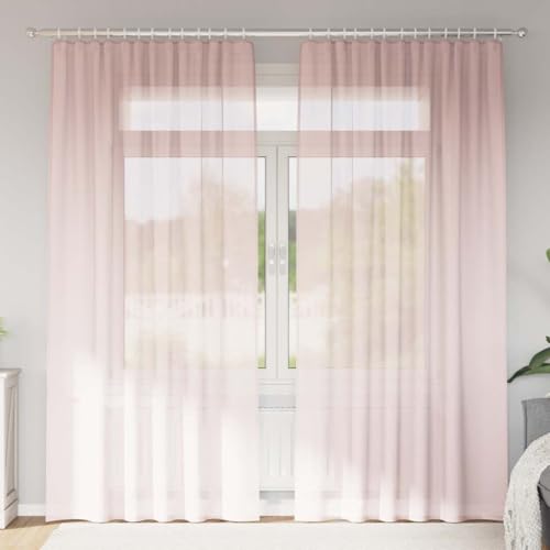 Rideaux voile rose clair de haute qualité avec passe-tringles pour intérieur chic