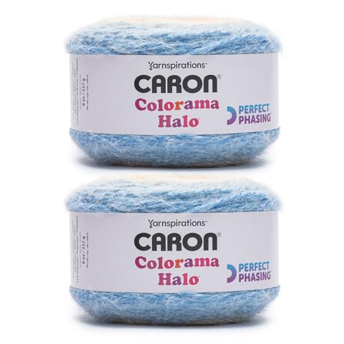 Image of Caron Colorama Halo Cake Amber Ocean Yarn - 2 Pack of 8oz /226.79g - 71% Acrylic,18% Nylon,11% Polyester - #5 Bulky - 60 Yards for Knitting, Crocheting & Crafts