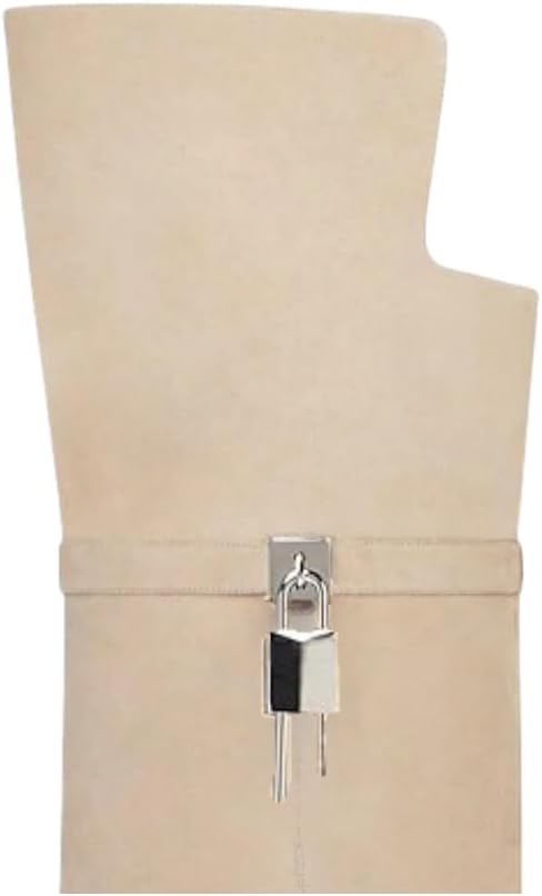 keleimusi Fold Over Thigh High Over the Knee Boots For Women Pointed Toe Stilettos High Heel Padlock Boots Wide Calf Pull-on Fashion Dress Boots - Image 5