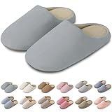 [GAOTEK] ルームシューズ スリッパ 冬用 【ふんわり触感・疲れない・消音設計】 室内スリッパ ルームスリッパ 室内 防寒 暖かい 来客用 かわいい 滑り止め 超軽量 低反発 通気性 厚底 洗える 男女兼用 (無地-グレー, 大人, 26.0 cm, 長さ・寸法・重量（範囲）, 日本の靴のサイズ寸法, 26.5 cm)