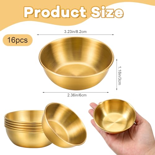 Set de 16 tazones faciales de acero inoxidable dorados miniatura 2