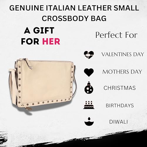 Image of Genuine Italian Leather Boho Studded Crossbody Shoulder Bag - Stylish, Durable, & Perfect for Everyday Use for women