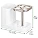 mDesign Plastic Toothbrush Storage Organizer Holder with Cup for Bathroom, Vanity, Countertop Space - Holds Brushes, Toothpaste, Floss, Dental Accessories - White/Satin