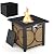 Tangkula 28 Inch Outdoor Square Fire Pit Table, Patiojoy 50,000 BTU Propane Gas Fire Table with Fire Glasses & PVC Protective Cover, Easy Ignition System, Patio Fire Table for Backyard, Poolside