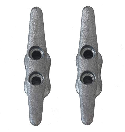 QPURO 4 Inch Dock Cleat - Hot Dipped Galvanized Cast Iron Boat Cleats - Ideal for Marine, Nautical Decor (10-Pack) - Thumbnail 5
