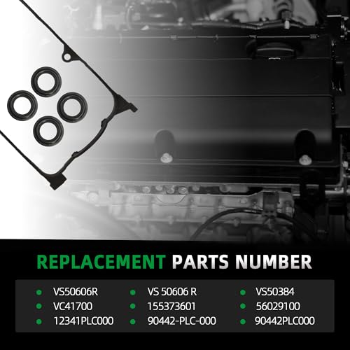 Image of Valve Cover Gasket Set VS50606R for Honda Civic 2001 2002 2003 2004 2005 DX LX EX HX GX, for D17A1 /D17A2 /D17A6 /D17A7, 1.7L SOHC, VS50384