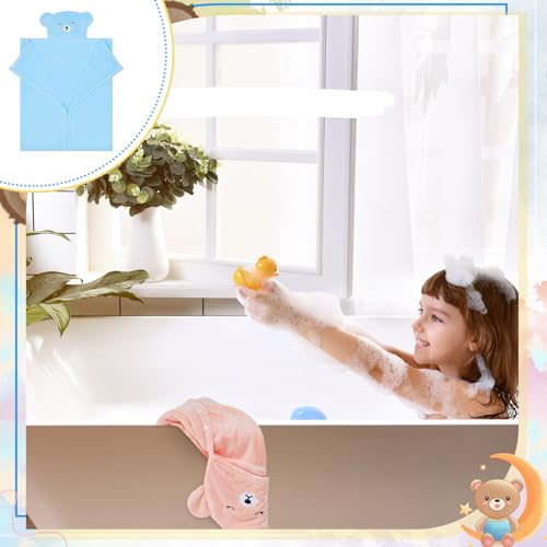 Image of Xtinmee Toddler Bath Towels Hooded for Kid 0-5 Year 28 x 47 Inch Absorbent Baby Hooded Towel with Bear Ears Large Boys Girls Infant Towels Bathrobe Shower Blanket(Soft Color,4 Pcs)