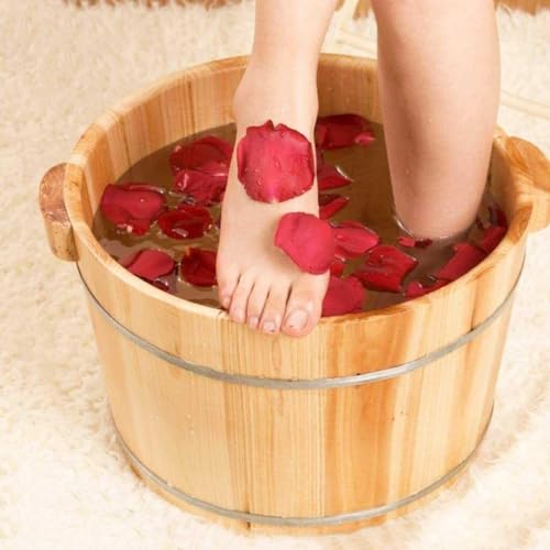 Bañera para pies de madera maciza Wcxixo miniatura 5