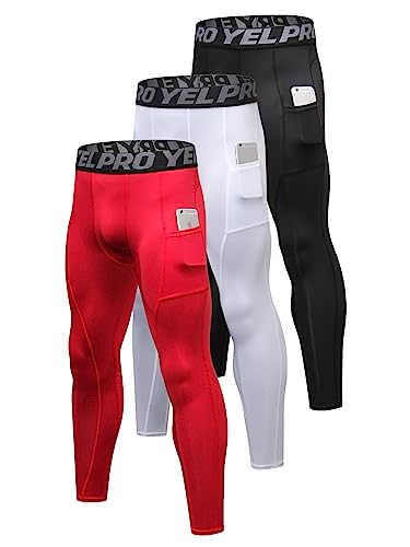 1/3 Pack Mens Compression Pants Running Tights Athletic Sports Baselayer Pockets Basketball Active Tights