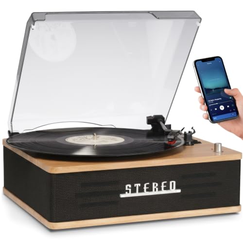 Denver VPB-262LW Tourne-disque rétro Bluetooth Haut-parleur aspect bois