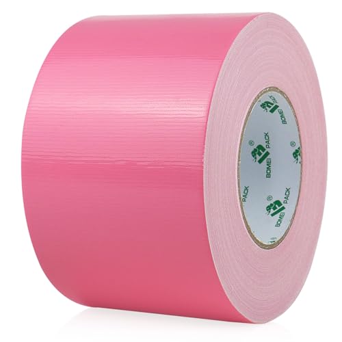 Image of BOMEI PACK 4inch Wide Pink Duct Tape, Heavy Duty Strong Waterproof Industrial Color Duct Tape 9.0mil x 4inch x 60yds for Packing and Repairing