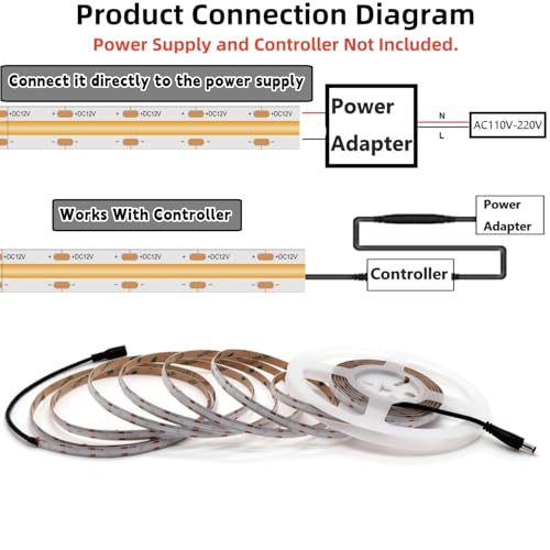 Tira LED COB IP65 12V 480 LEDs/m 16.4FT Dimmable miniatura 6