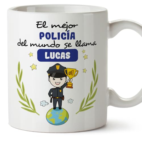 MUGFFINS Tazas Personalizadas para POLICÍA hombre - En Español - Eres Mejor del Mundo - 11 oz / 330 ml - Regalo Personalizable original y divertido