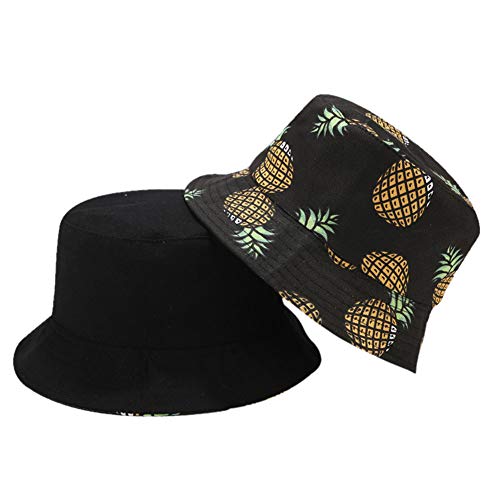 Fasund Unisex Reversible Bucket Hat Summer Fishing Fisherman Beach Packable Sun Hat For Men Women 35-White Pineapple #TOP2