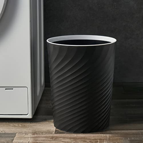 Caneca de basura rectangular de plástico negra 12 L miniatura 2