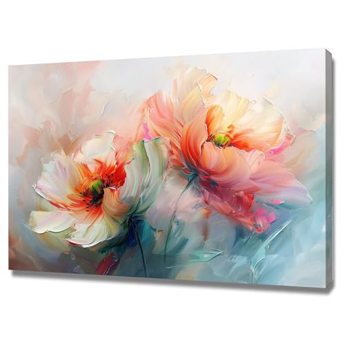 Tableau décoration murale moderne WODJEM de fleurs abstraites 60x80cm encadré pour chambre