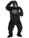 Wabolay Gorilla Costume Adult Men Ape Suit Full Body Halloween Mens Realistic Plus Size Chimpanzees Onesie Costumes Cosplay Outfit M
