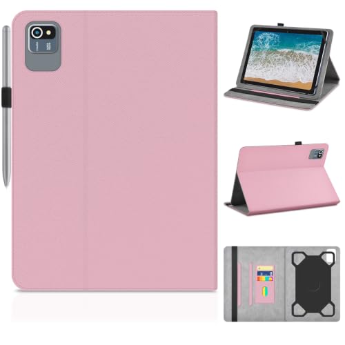 DETUOSI PU Leather 10.1 Inch Tablet Case with Rear Camera Hole, Pink